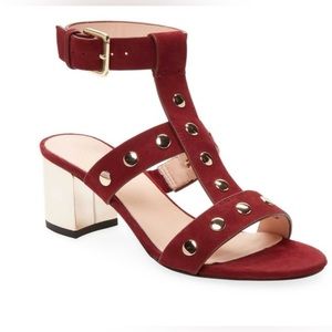 Kate Spade New York Welby Studded Open Toe Burgundy Sandal Women’s Size 7M